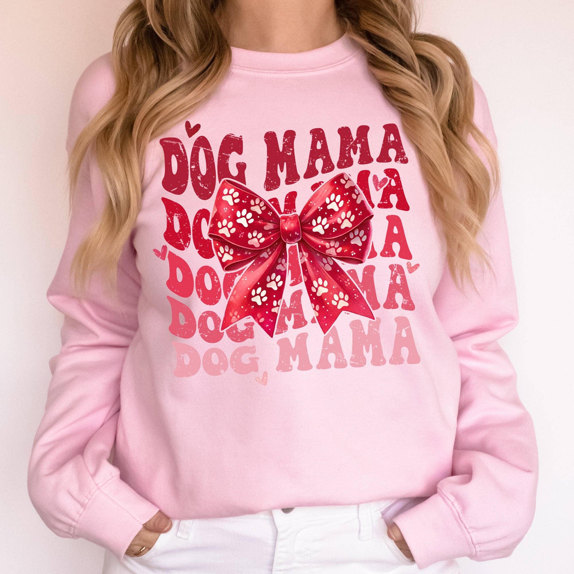 Dog Mama, Ribbon, Valentine's Day, Love, Hearts Sweatshirt