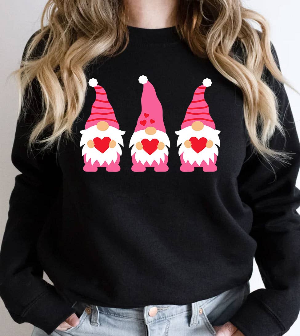 Gnome Valentine - Valentine's Day Gnome Heart Fun Sweatshirt