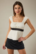 Cap Sleeve Back Ties Baby Doll Polka Dot Top