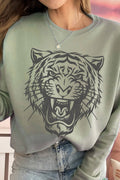 Roaring Tiger Puff Graphic Brushed Sweatshirts
