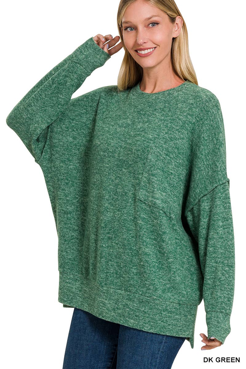 .Brushed Melange Drop Shoulder Oversized Sweater