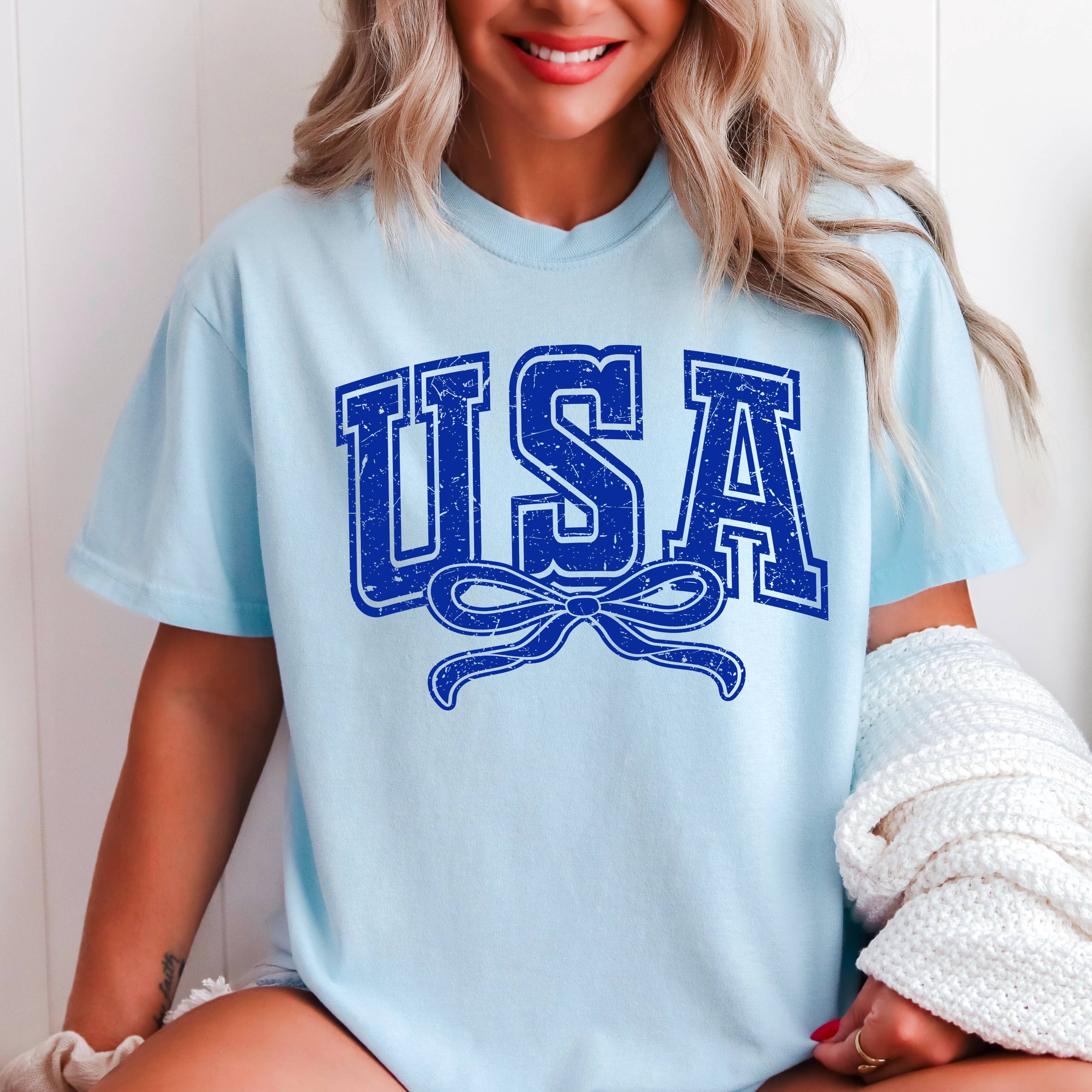 USA  July 4th Coquette Bow Graphic Shirt | Comfort Color