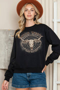 Women Western Graphic Print Pullover Sweater Top