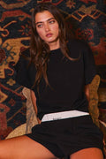 T2328 Solid Scuba Fold Wide Sleeves Top