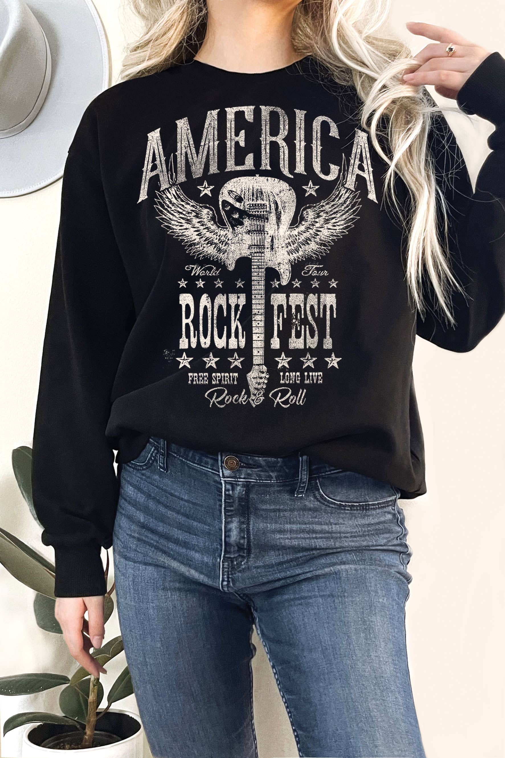 America Rock Fest Graphic Terry Sweatshirts
