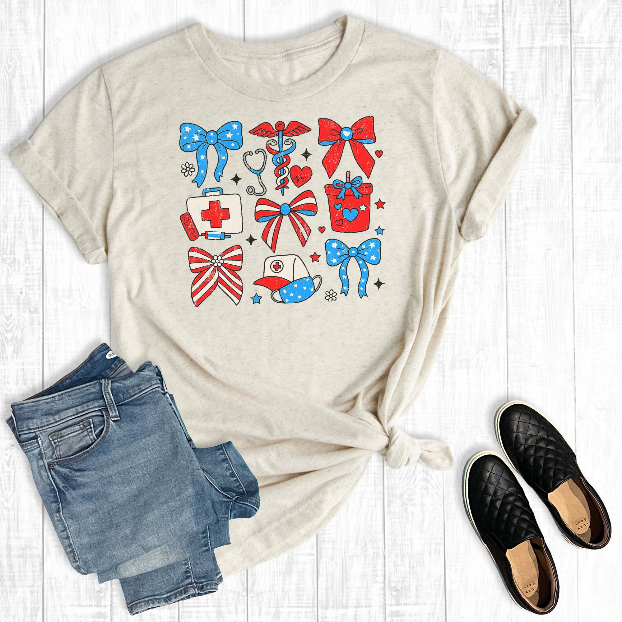 4th of July Coquette Nurse Graphic Tee