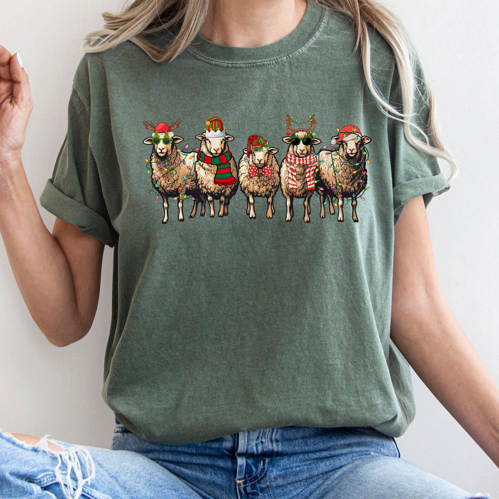 Christmas Sheep, Sheep Lovers, Santa, Farm Life T-Shirt