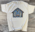 Watercolor Night Jesus Was Born Nativity On Silver Tee