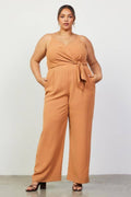 Plus Size Tie Waist Sleeveless Jumpsuit