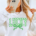 Lucky Coquette Bow  St. Patrick's Day Graphic Crewneck