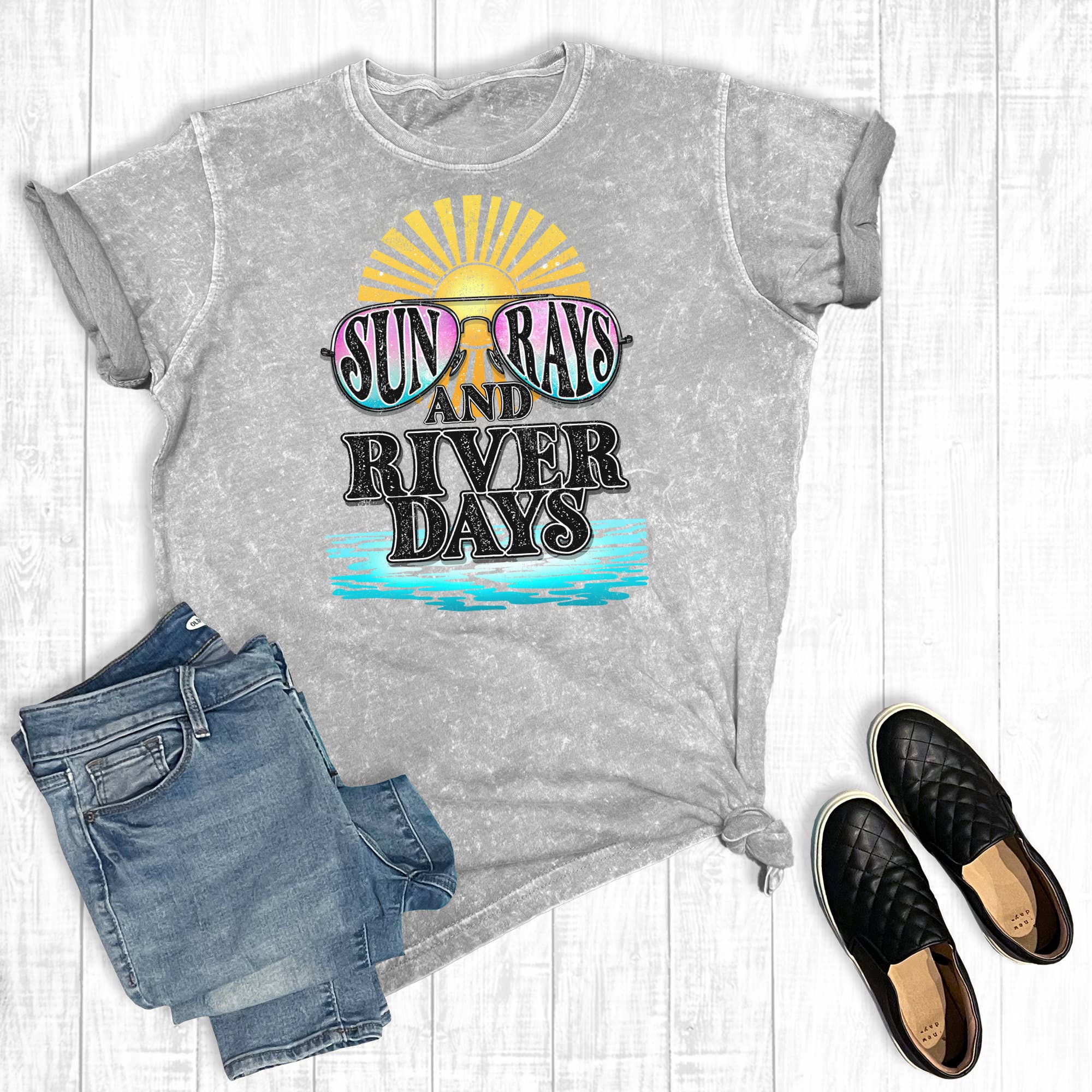 Summer Sun Rays and River Days Mineral Wash Graphic Tee