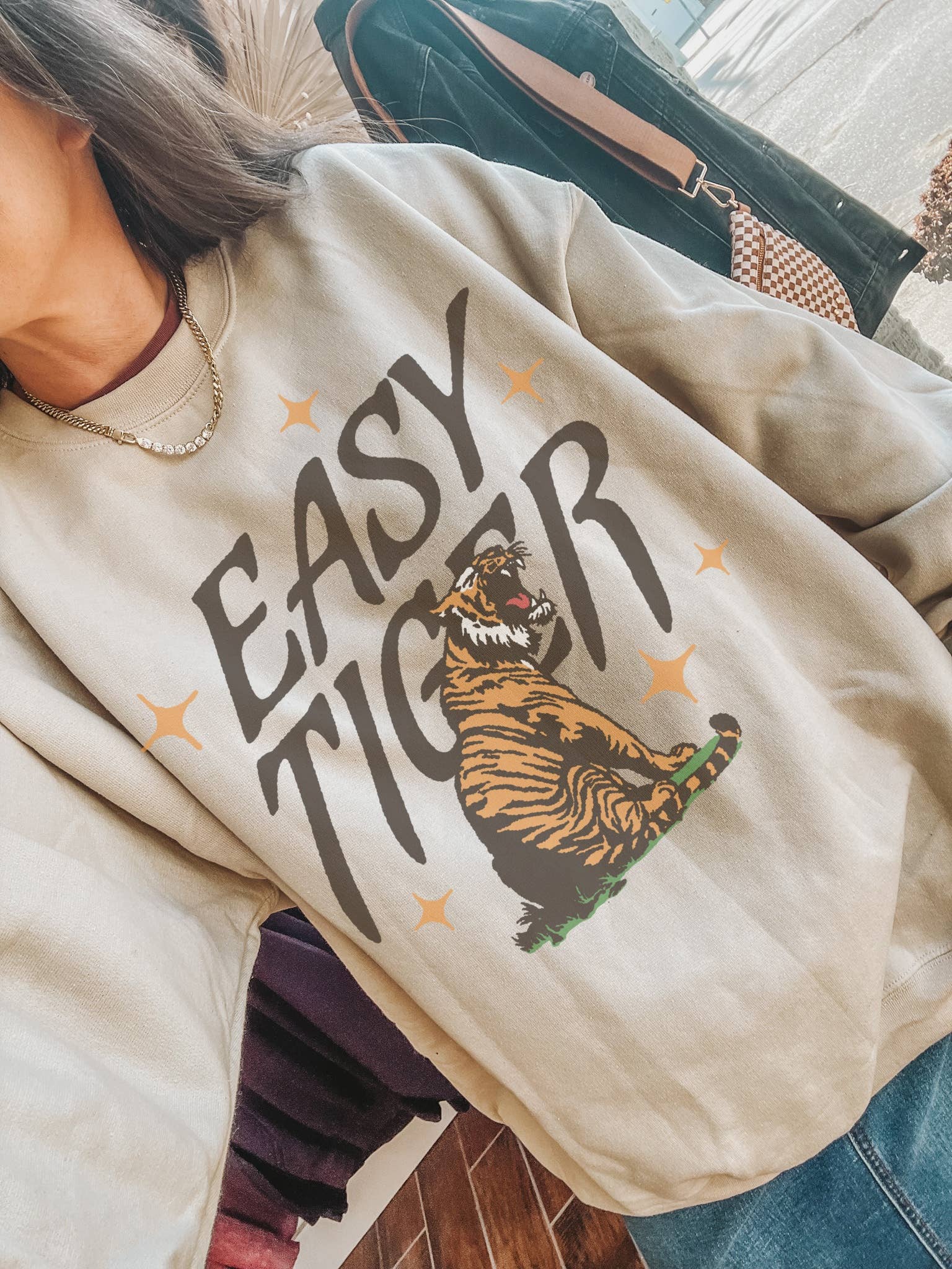 Retro Easy Tiger Crew Neck Sweatshirt