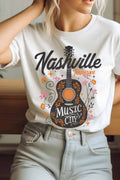 Nashville Music City Floral Graphic T-Shirts
