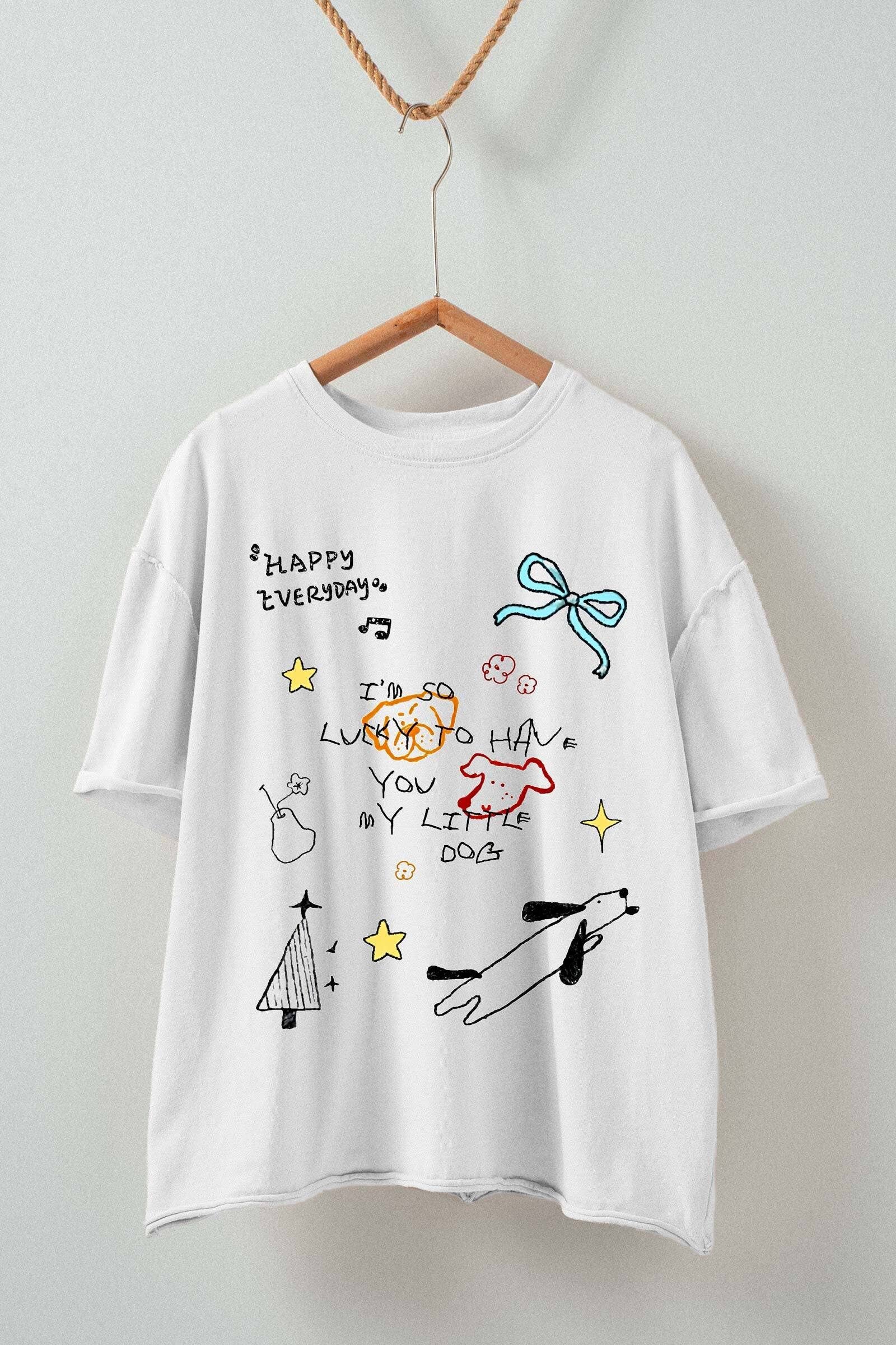 Whimsical Dog Doodle Graphic T-Shirt