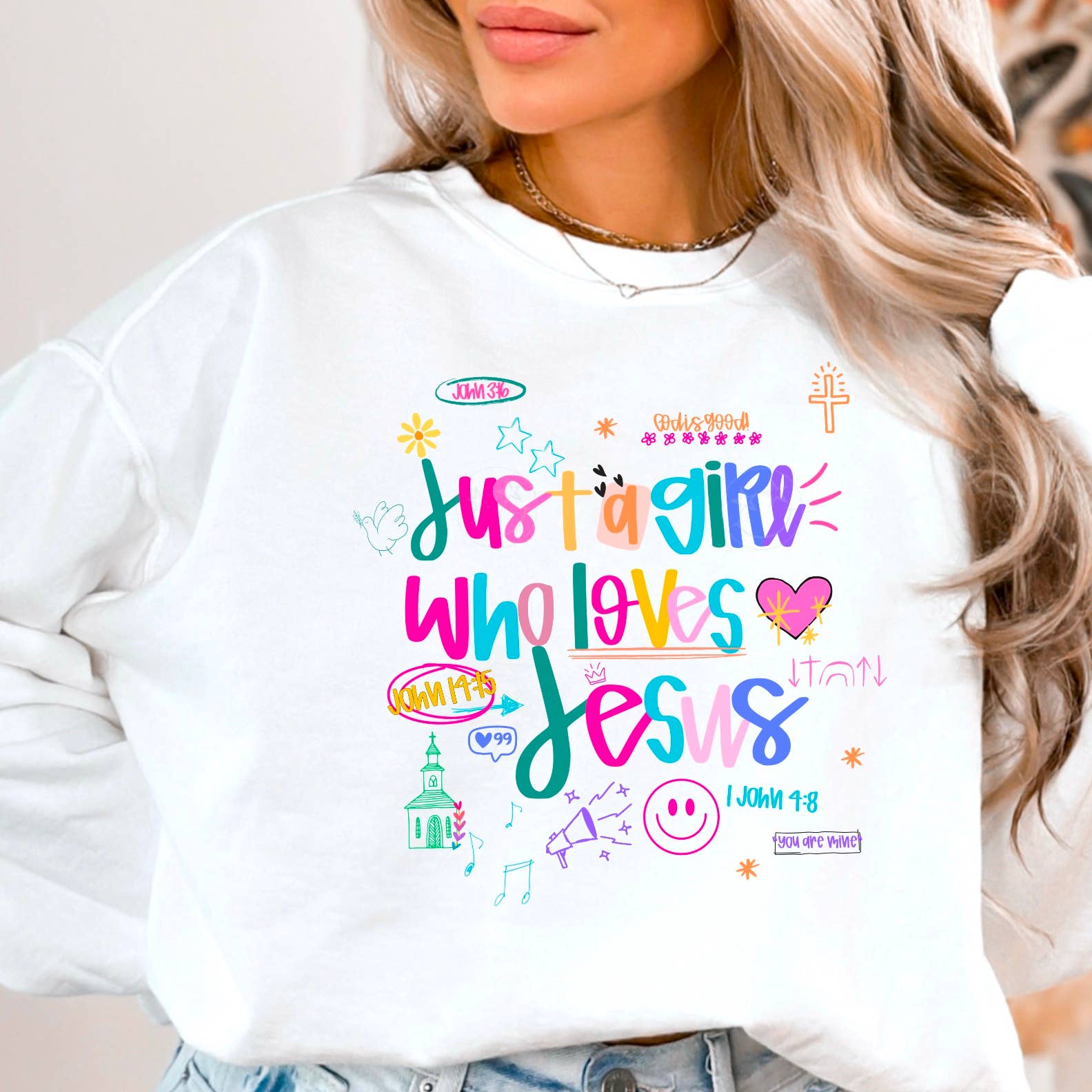 Just A Girl Who Loves Jesus Graphic Sweatshirt | Christian