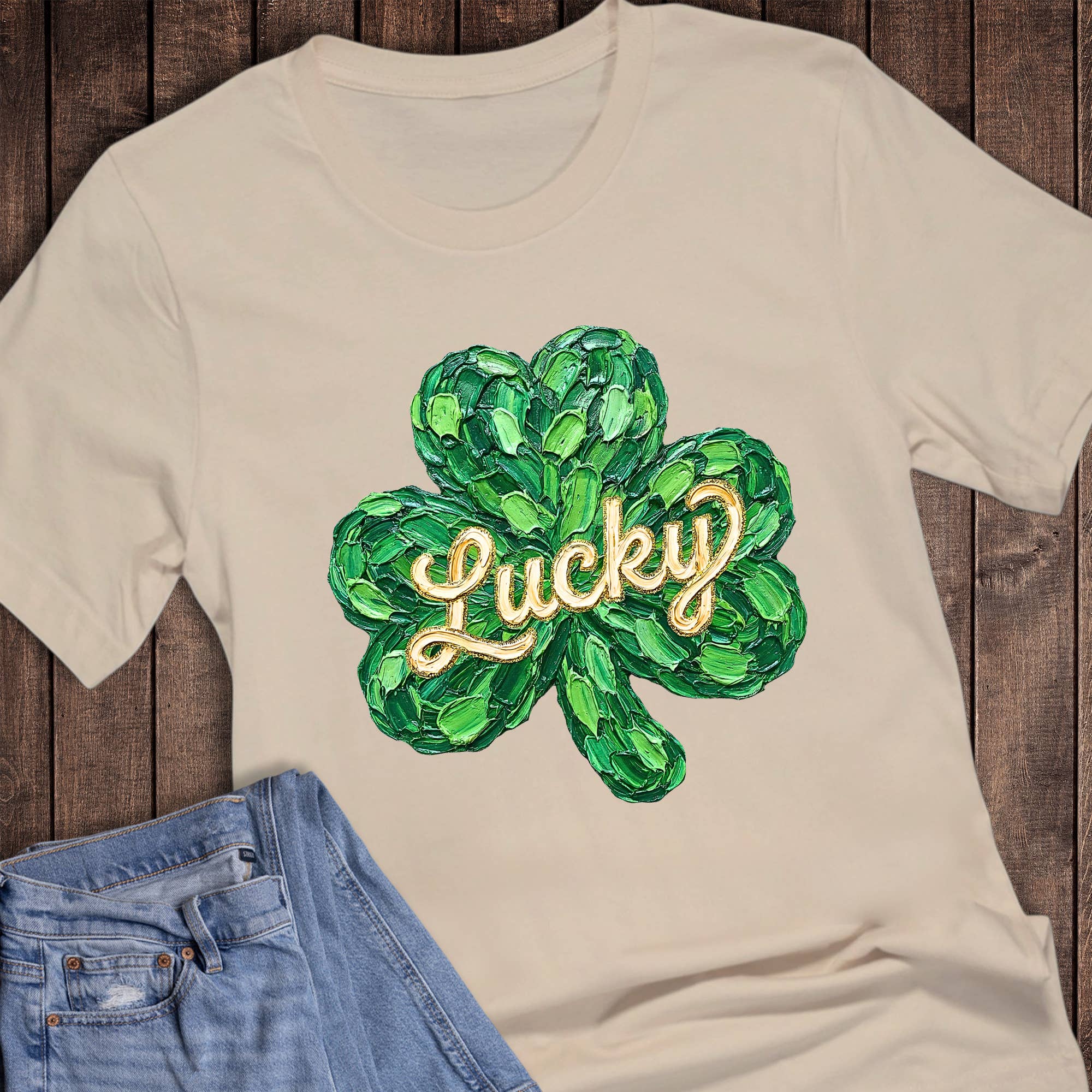 St. Patrick Brushstroke Lucky Shamrock Graphic Tee
