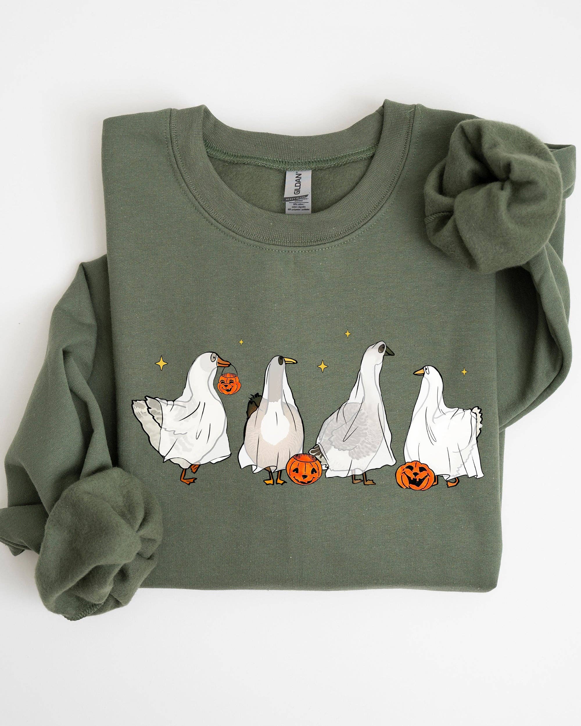 Ghost Geese, Farm, Skeleton, Funny, Halloween Sweatshirt