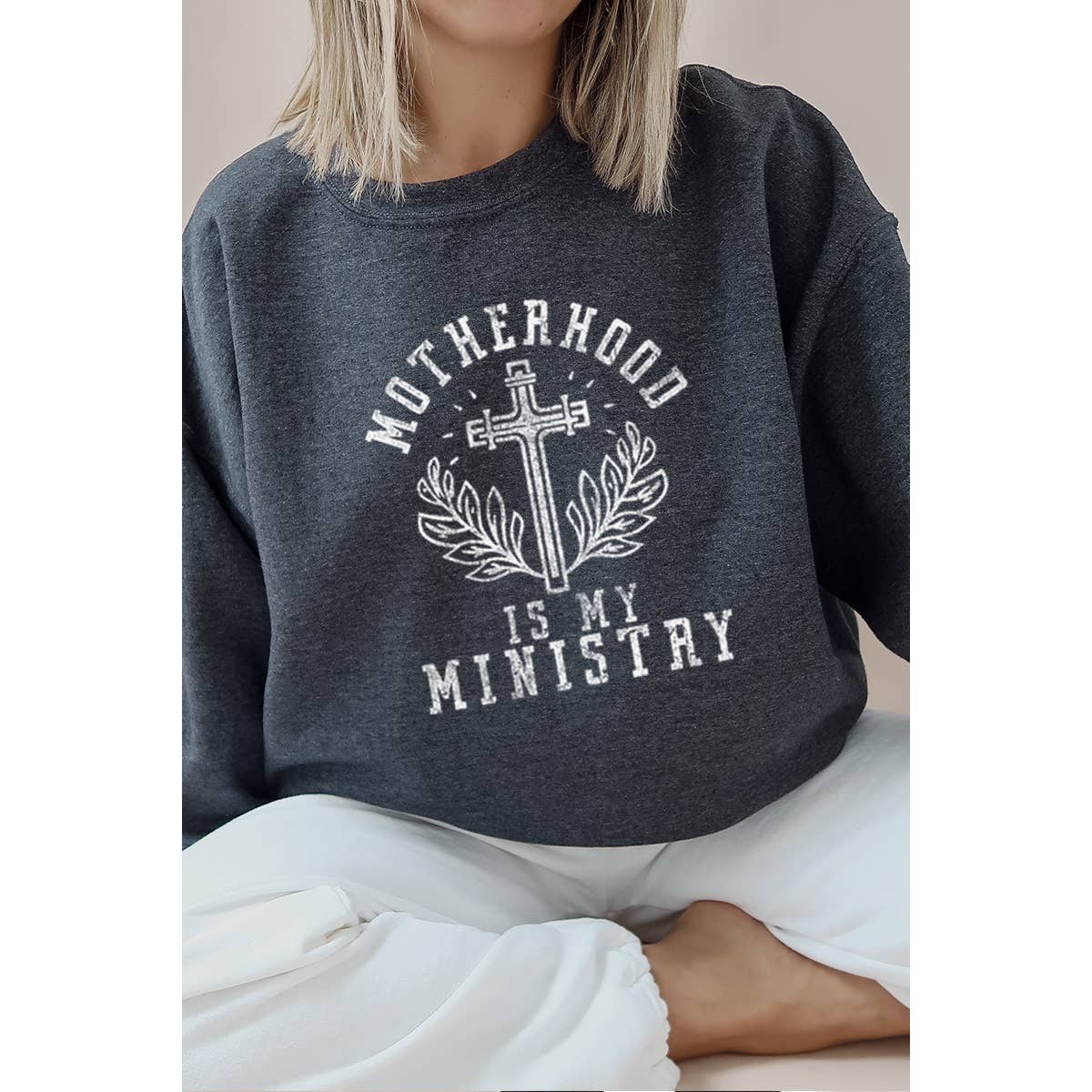 Motherhood Is My Ministry Vintage Graphic  Sweatshirts
