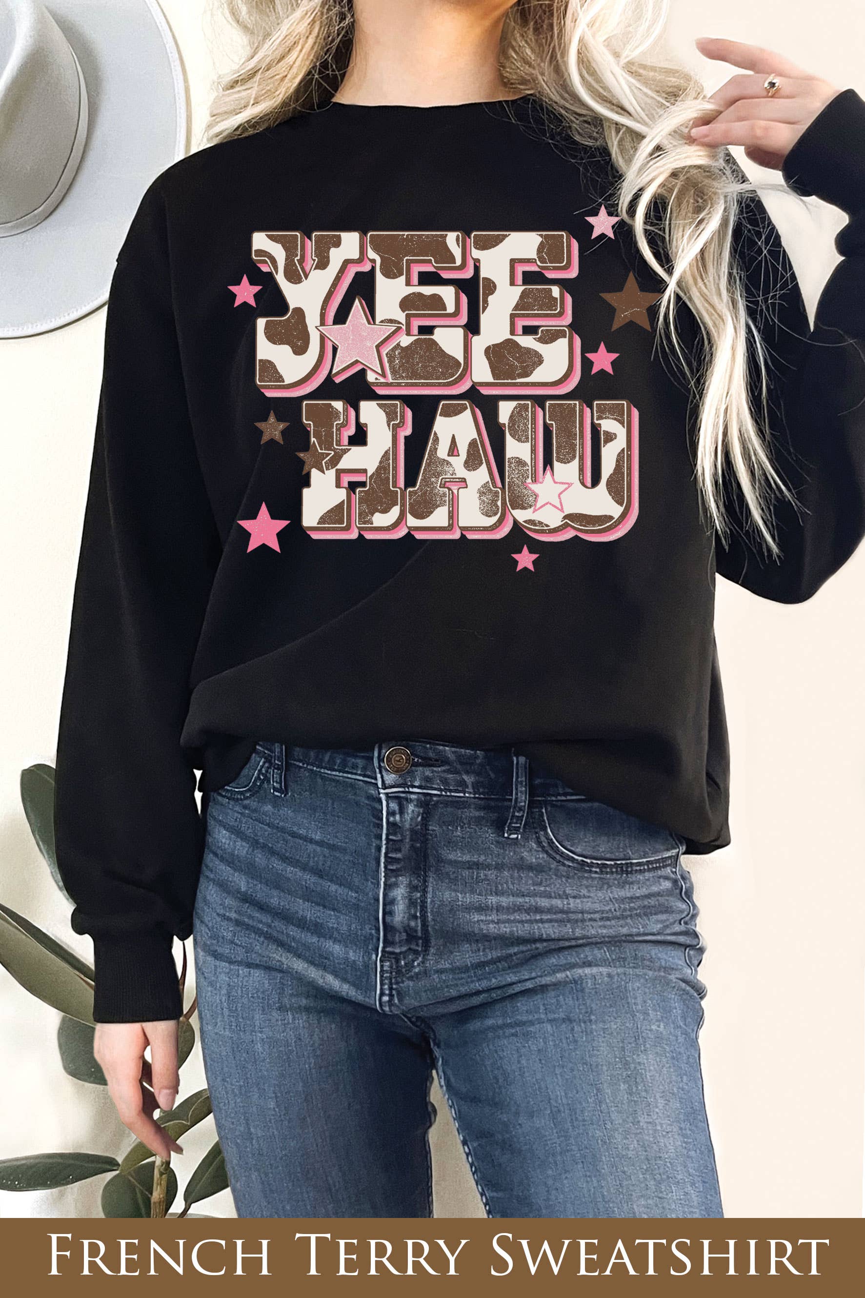 Yee Haw Graphic French Terry Sweatshirts