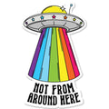 Not from Around Here Funny Sticker Decal, Space Ship Sticker