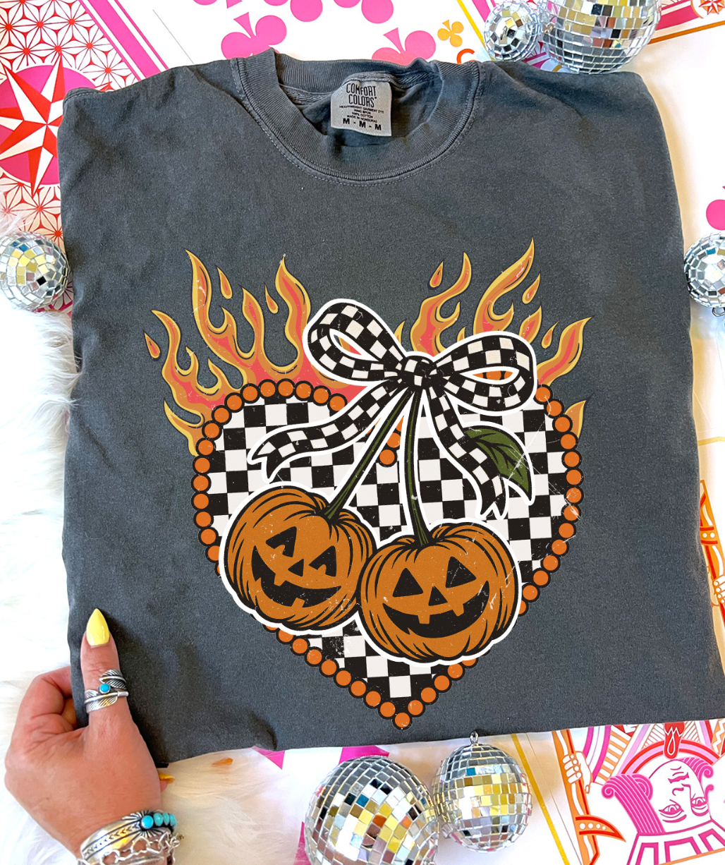 Heart Pumpkin Flames  - Comfort Color Pepper