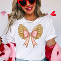 Coquette Angel Wings Faux Glitter Graphic Tee | Gildan