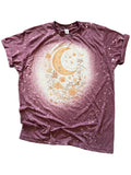 Boho Crescent Moon + Florals Bleached Tee