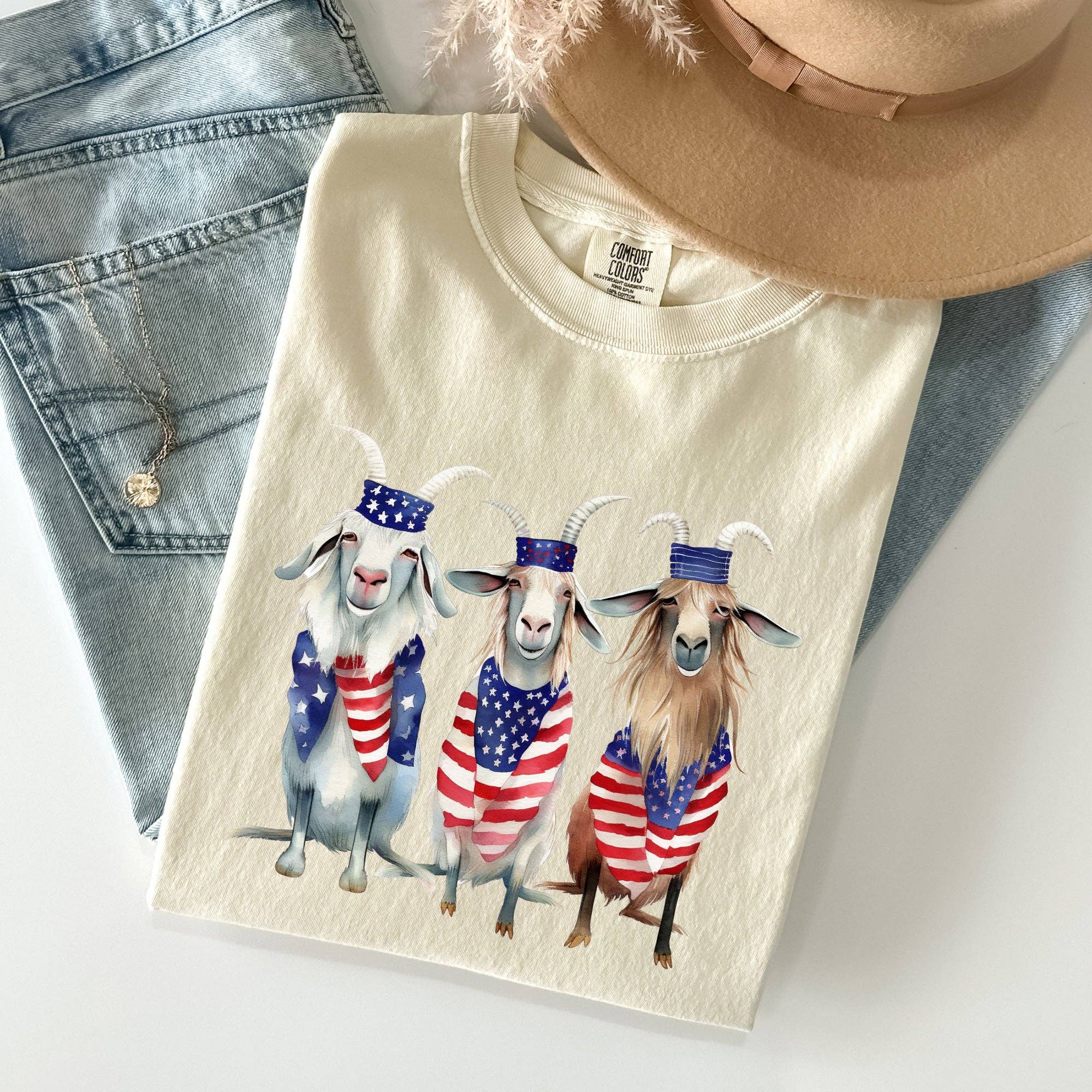 Patriotic Goats, Hippie, Funny, Patriotic 4th of July Tshirt