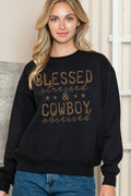 Women Blessed Graphic Print Solid Pullover Sweater