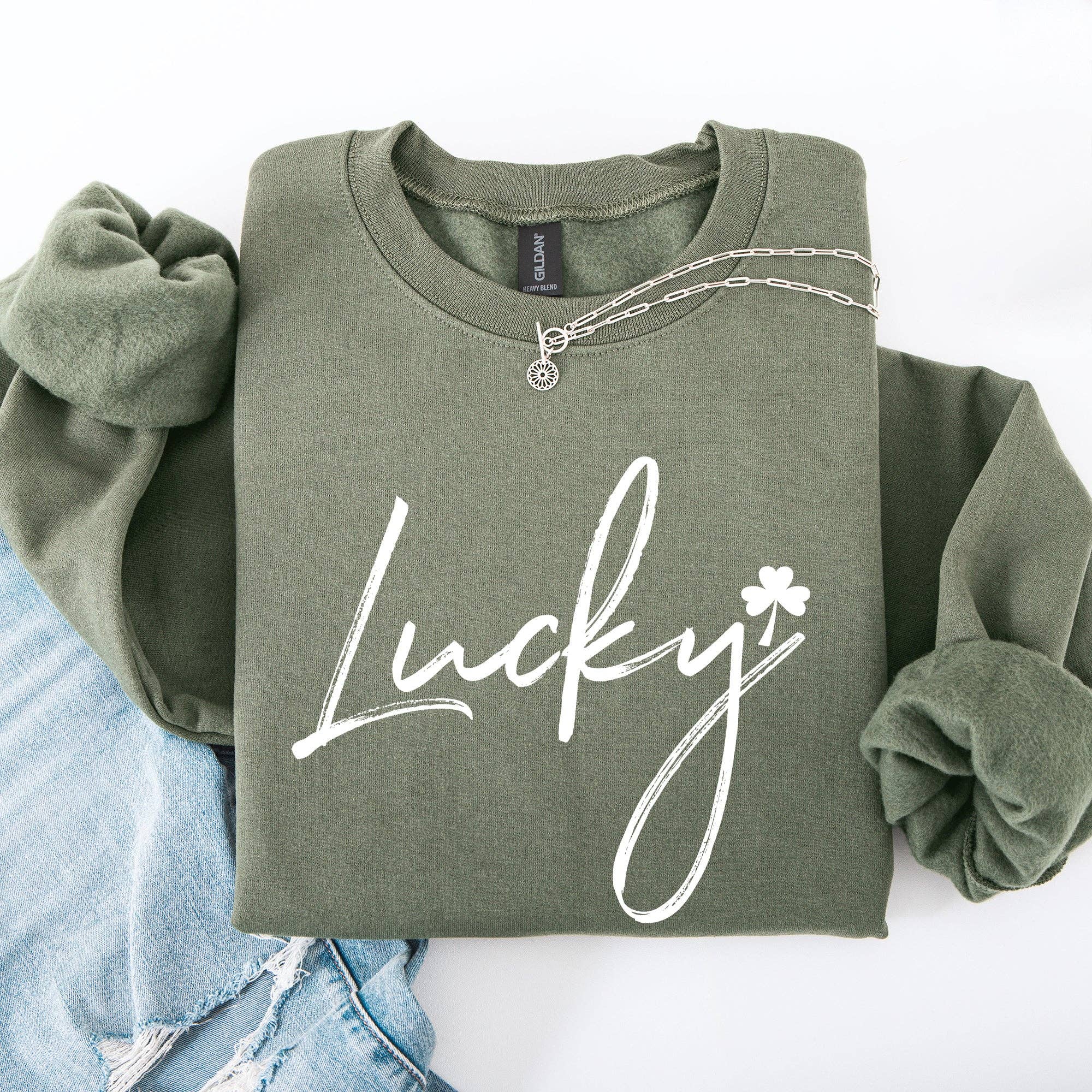 Lucky, Minimalist, St Patrick's Day, Shamrock, Sweatshirt