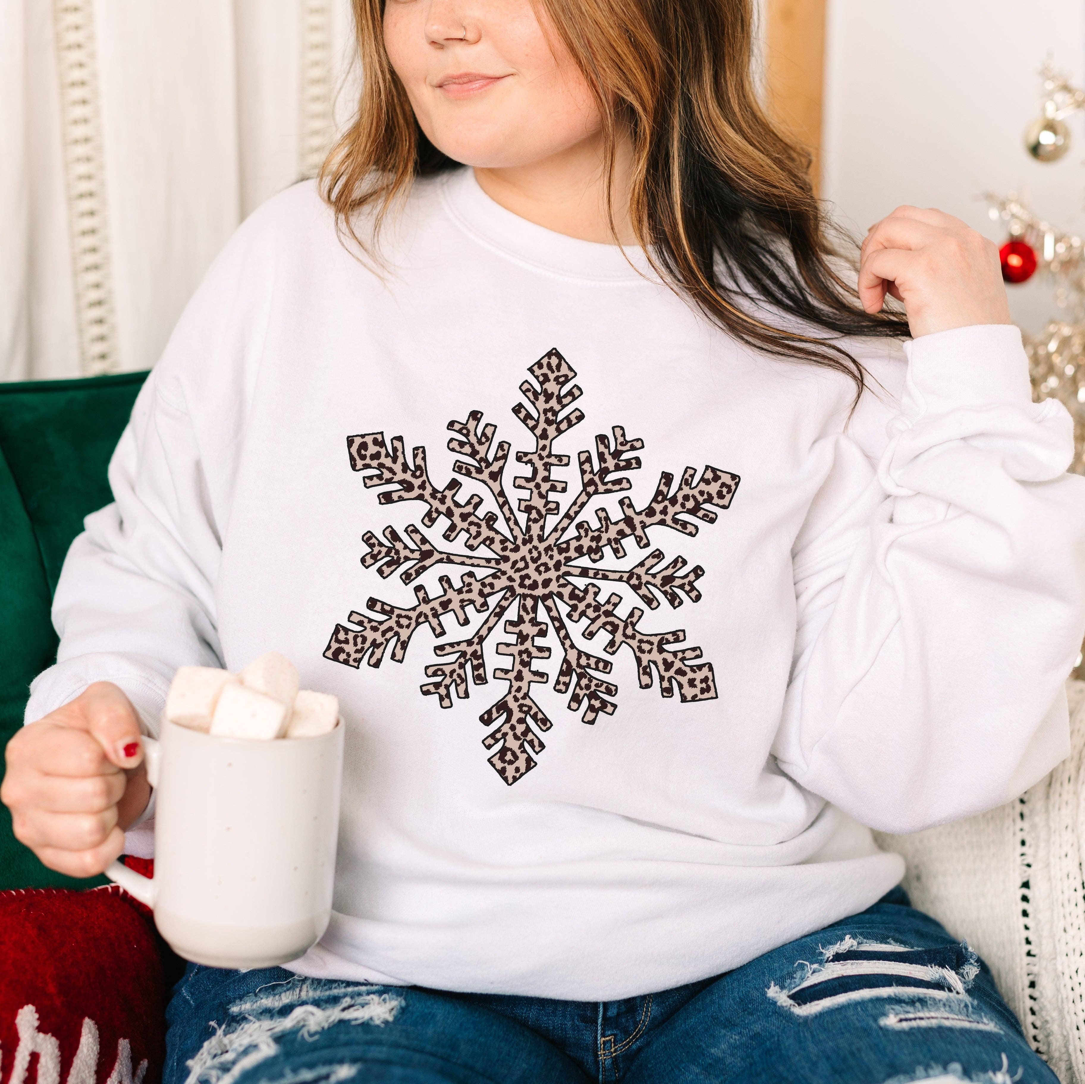 Leopard Snowflake Crewneck Sweatshirt