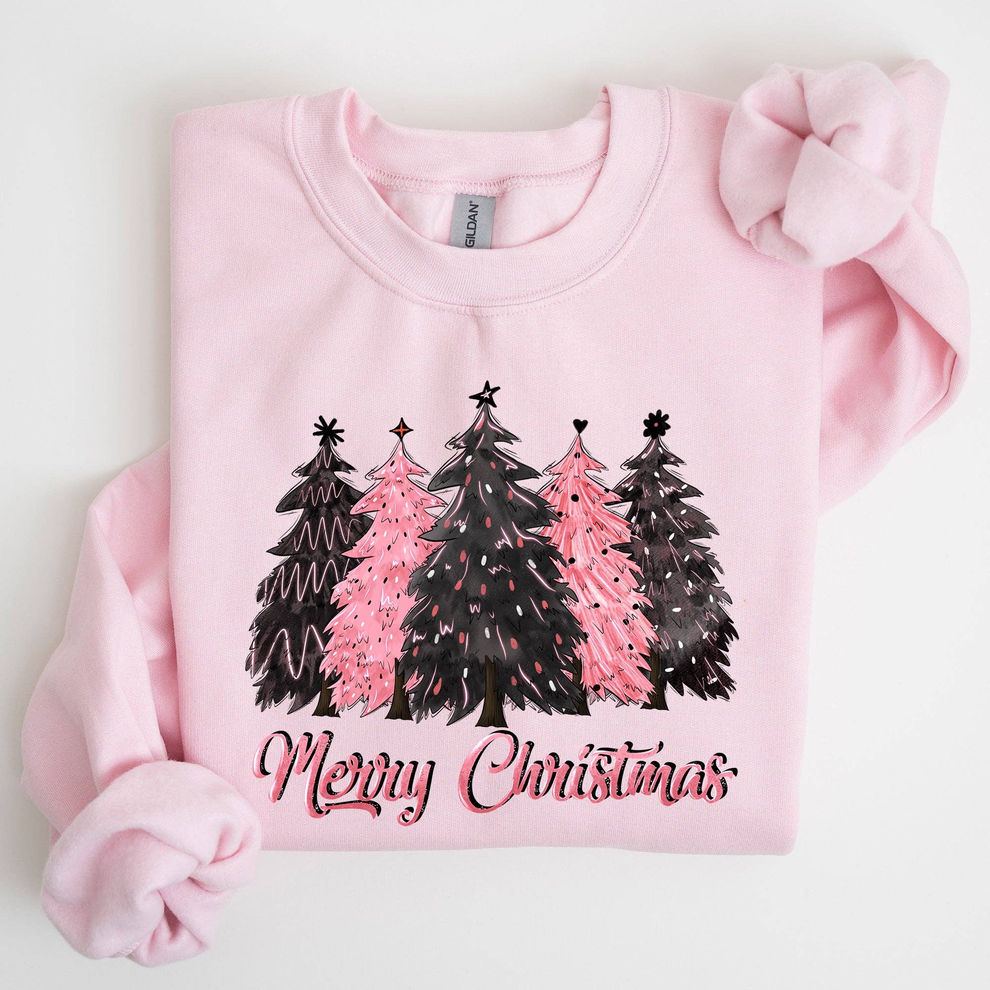 Merry Christmas Trees, Winter, Snow, Santa, Xmas Sweatshirt