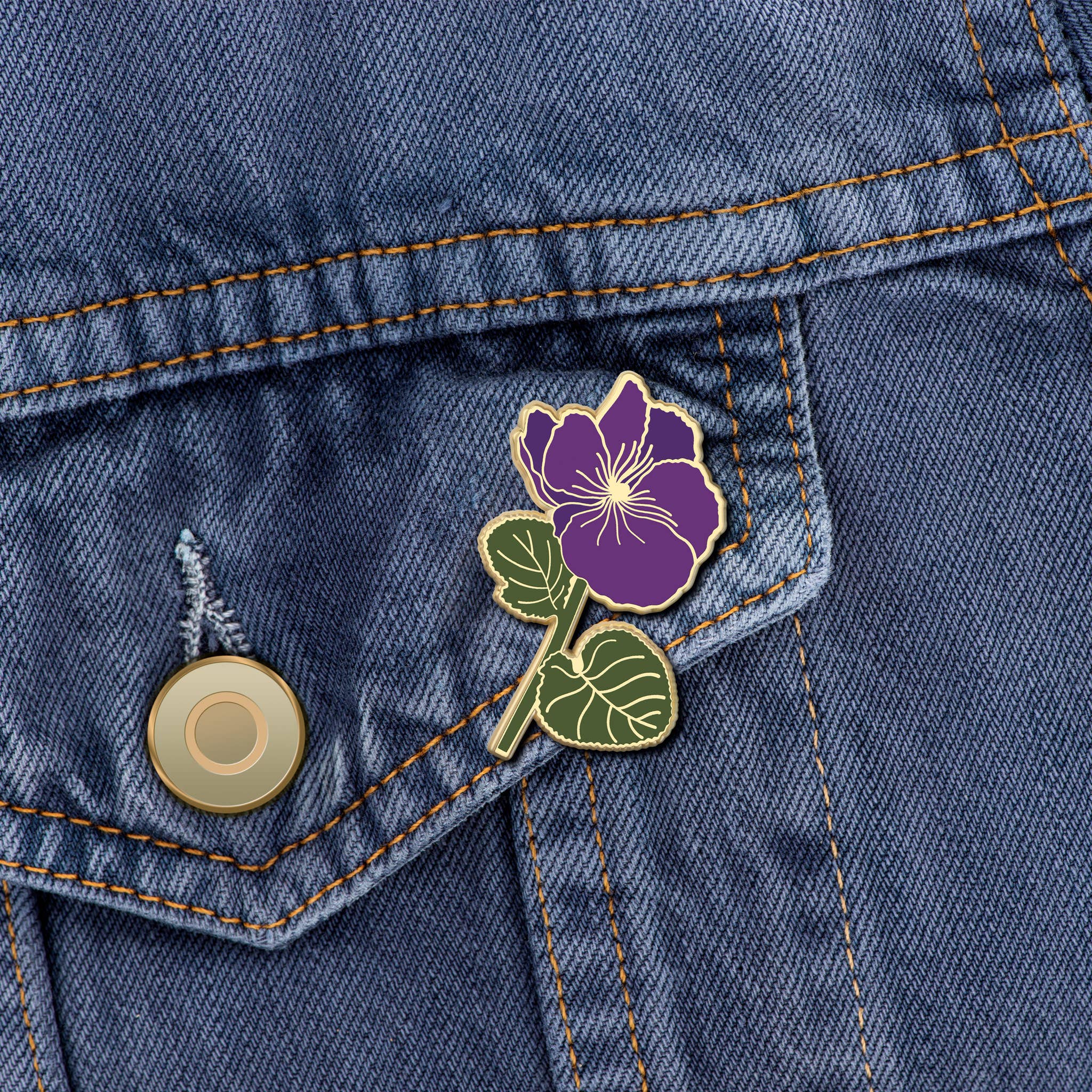 Violet Flower Enamel Pin | February Birth Month Flower