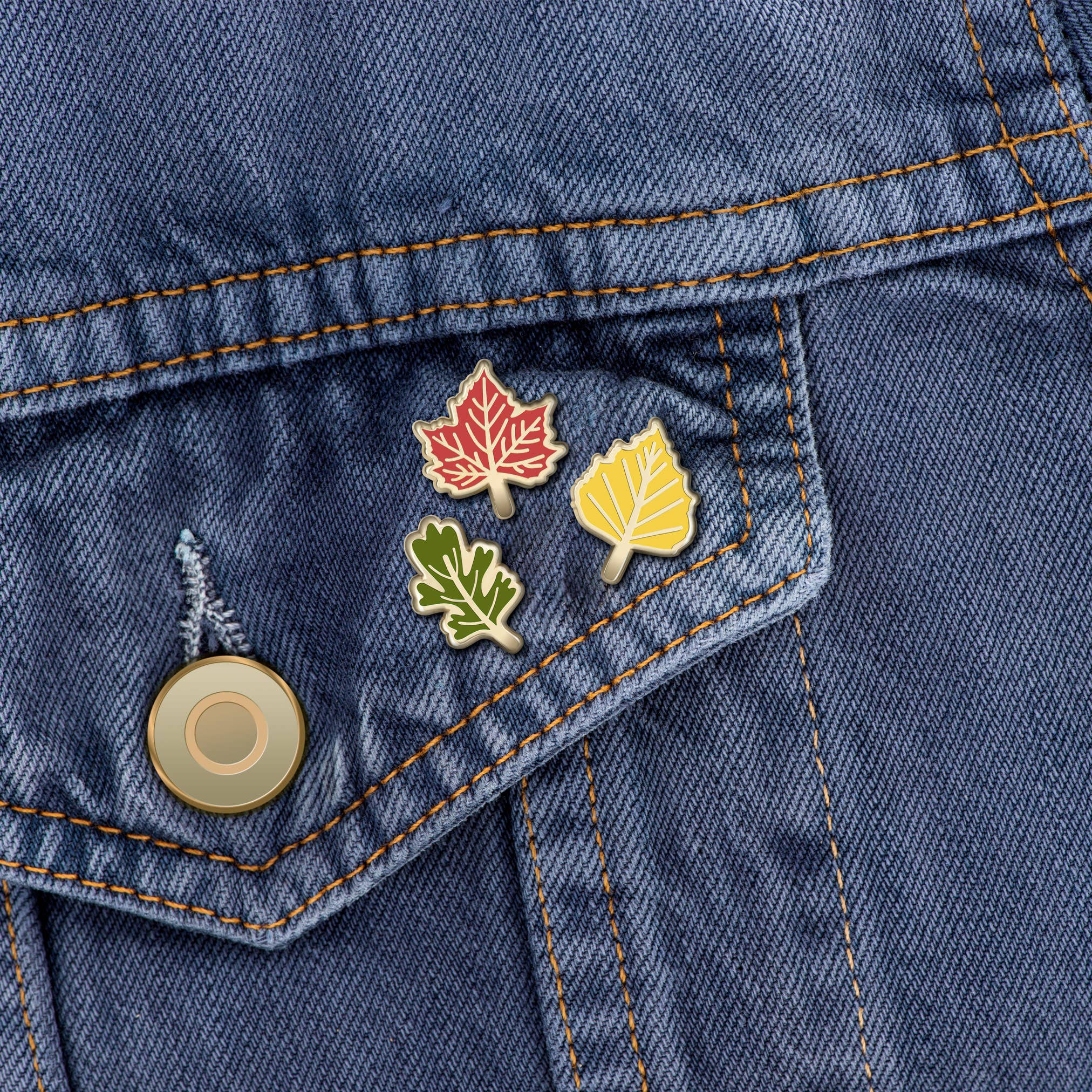 Mini Leaf Enamel Pin Set of 3