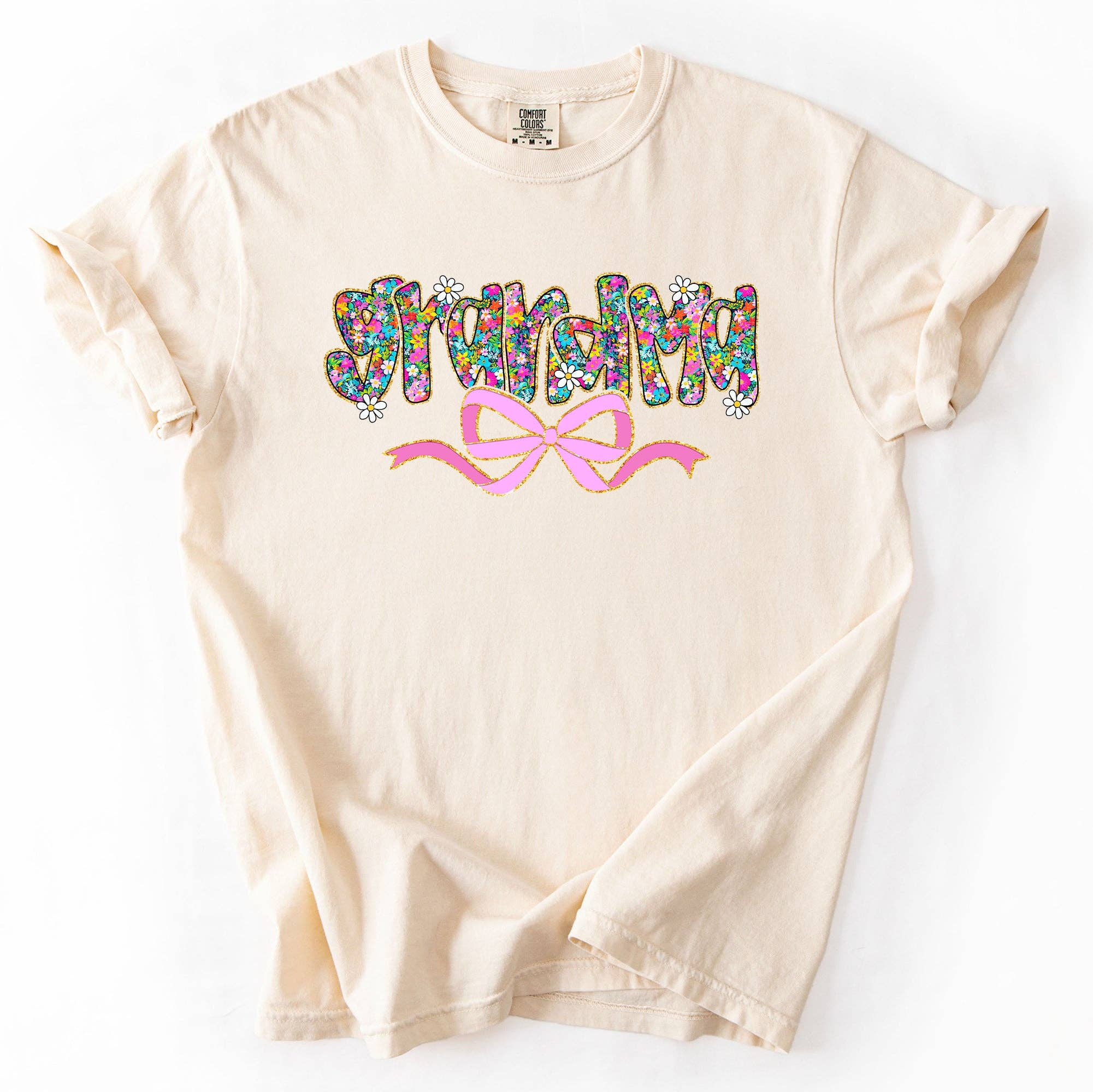 Grandma, Mother's Day, Ribbon, Bow Flowers Pastels Tshirt