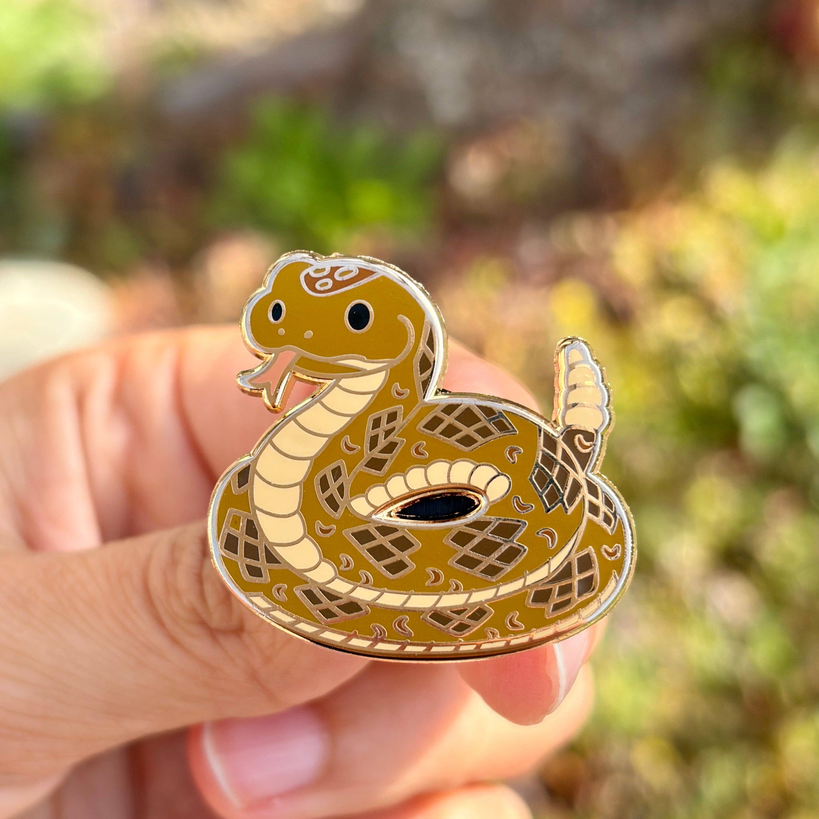 Rattlesnake Enamel Pin, Reptile Lover Gift, Western Desert Animal Pin, Nature Inspired Lapel Pin