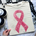 Faux Yarn Breast Cancer Awareness Ribbon Tee