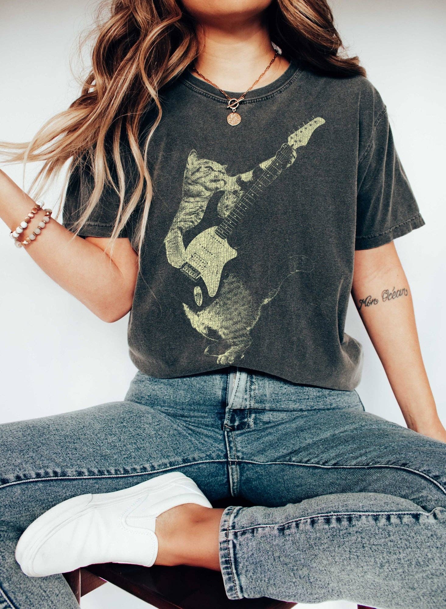 Cat and Guitar Music T-Shirt