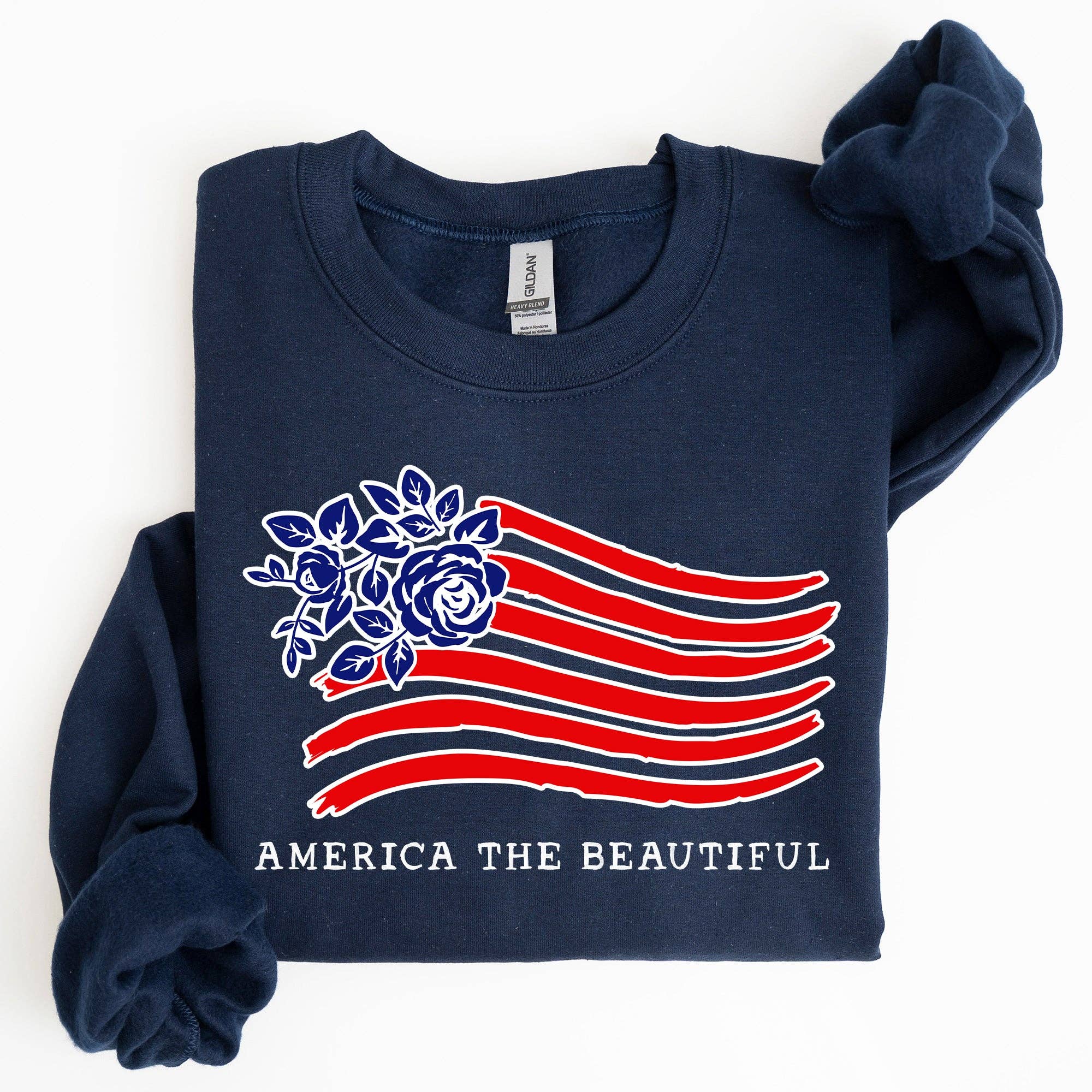 America the Beautiful, Flower Flag, Patriotic Sweatshirt
