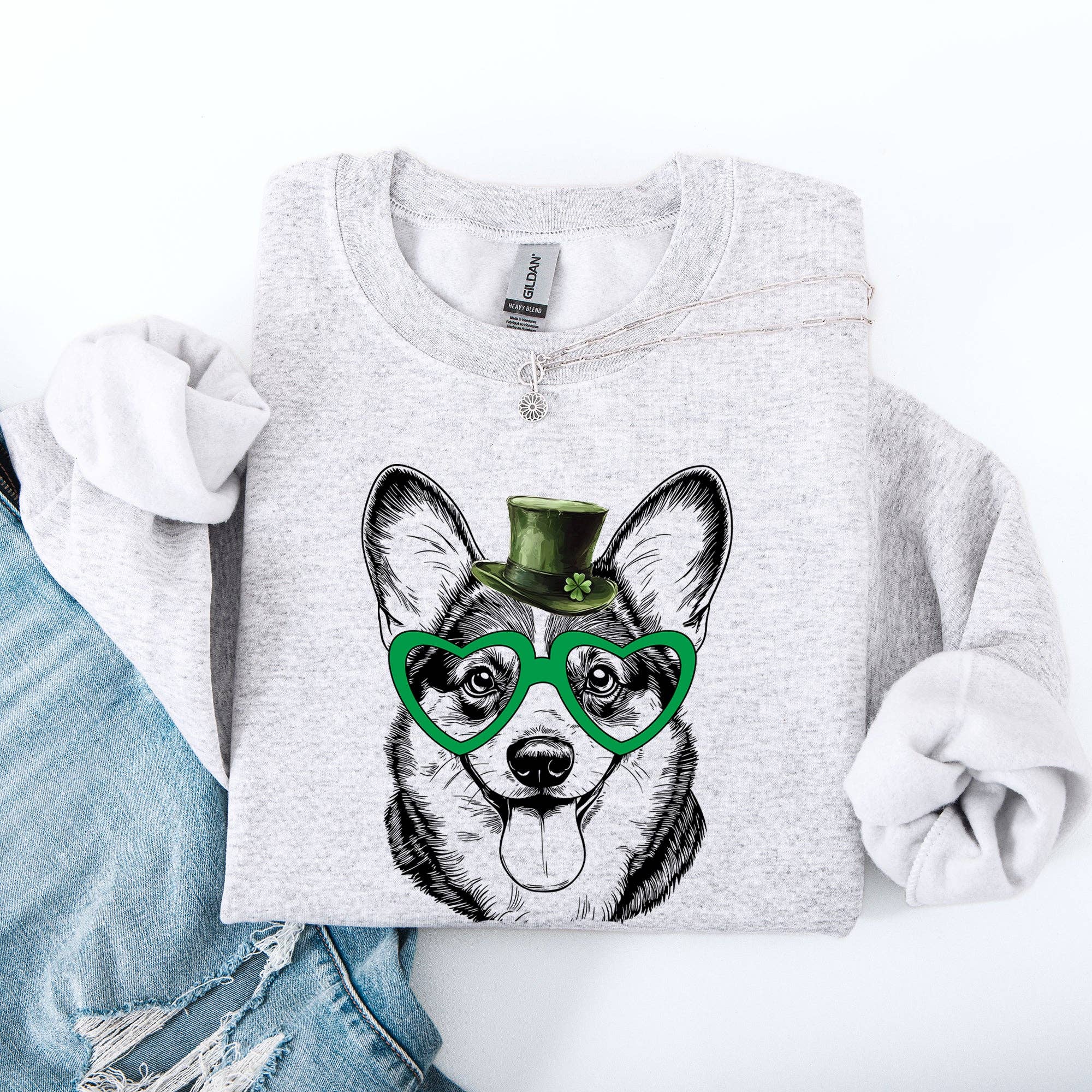 Corgi, Adorable Dog, St Patrick's Day Lucky Irish Sweatshirt