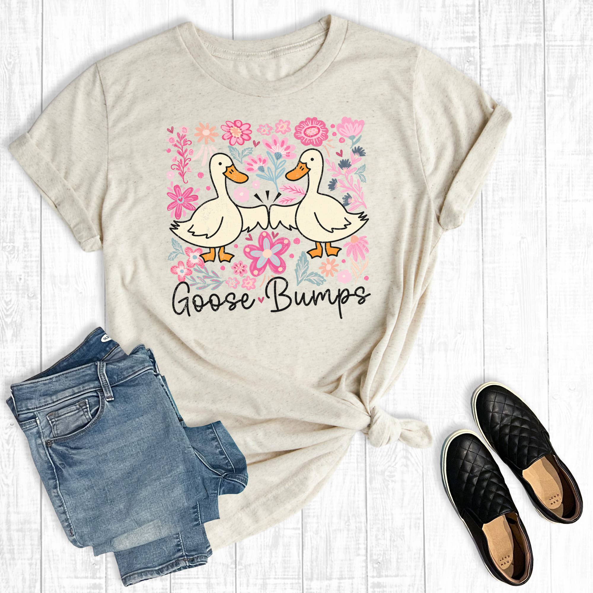 Funny Floral Goose Bumps Graphic Tee