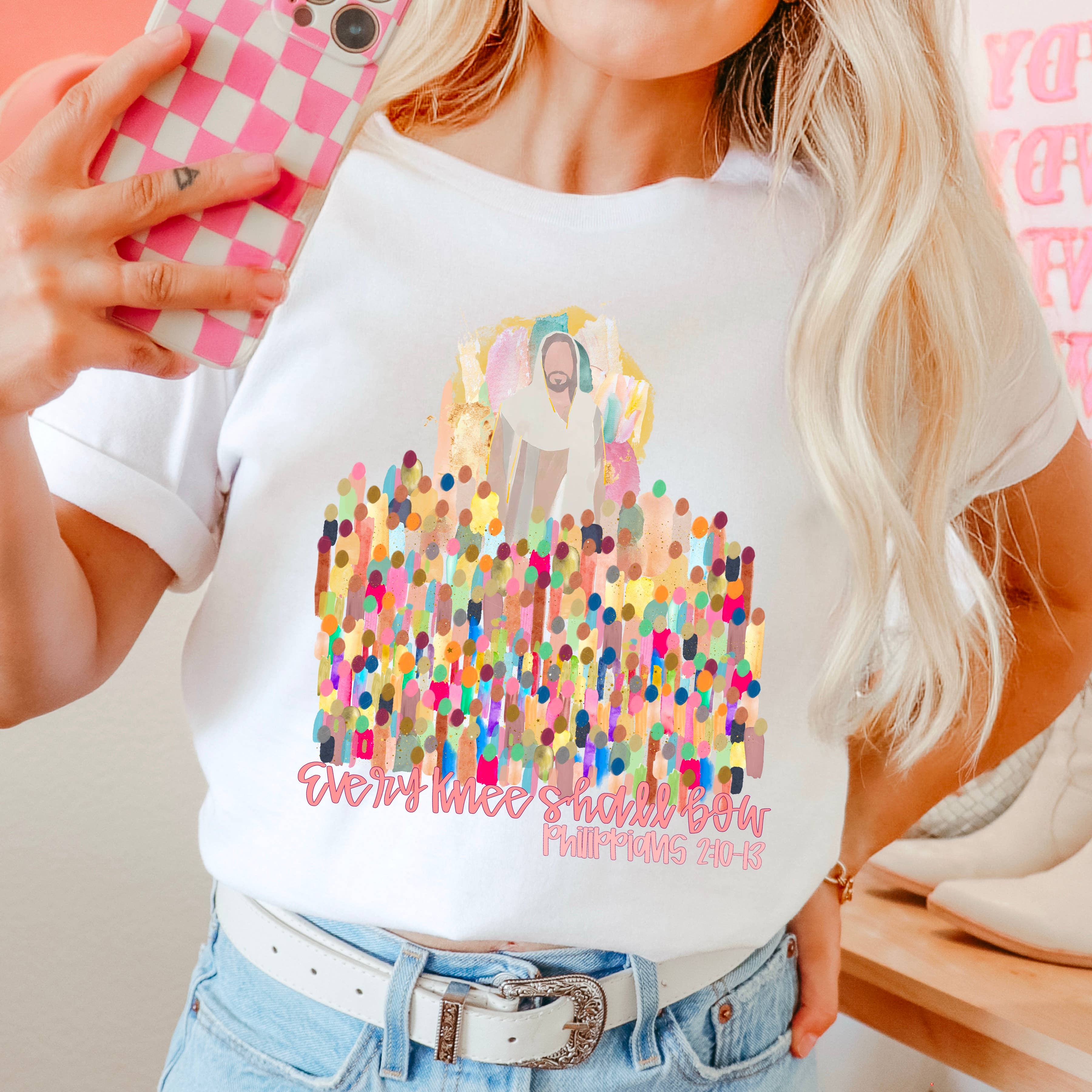 Every Knee Shall Bow Christian Graphic Shirt | Comfort Color