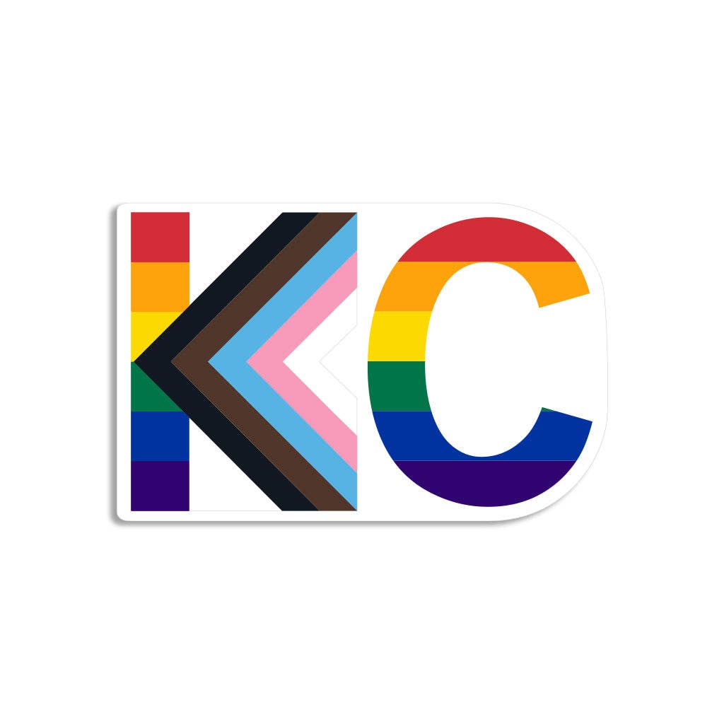 Kc Text Progress Pride Flag Die-Cut Sticker