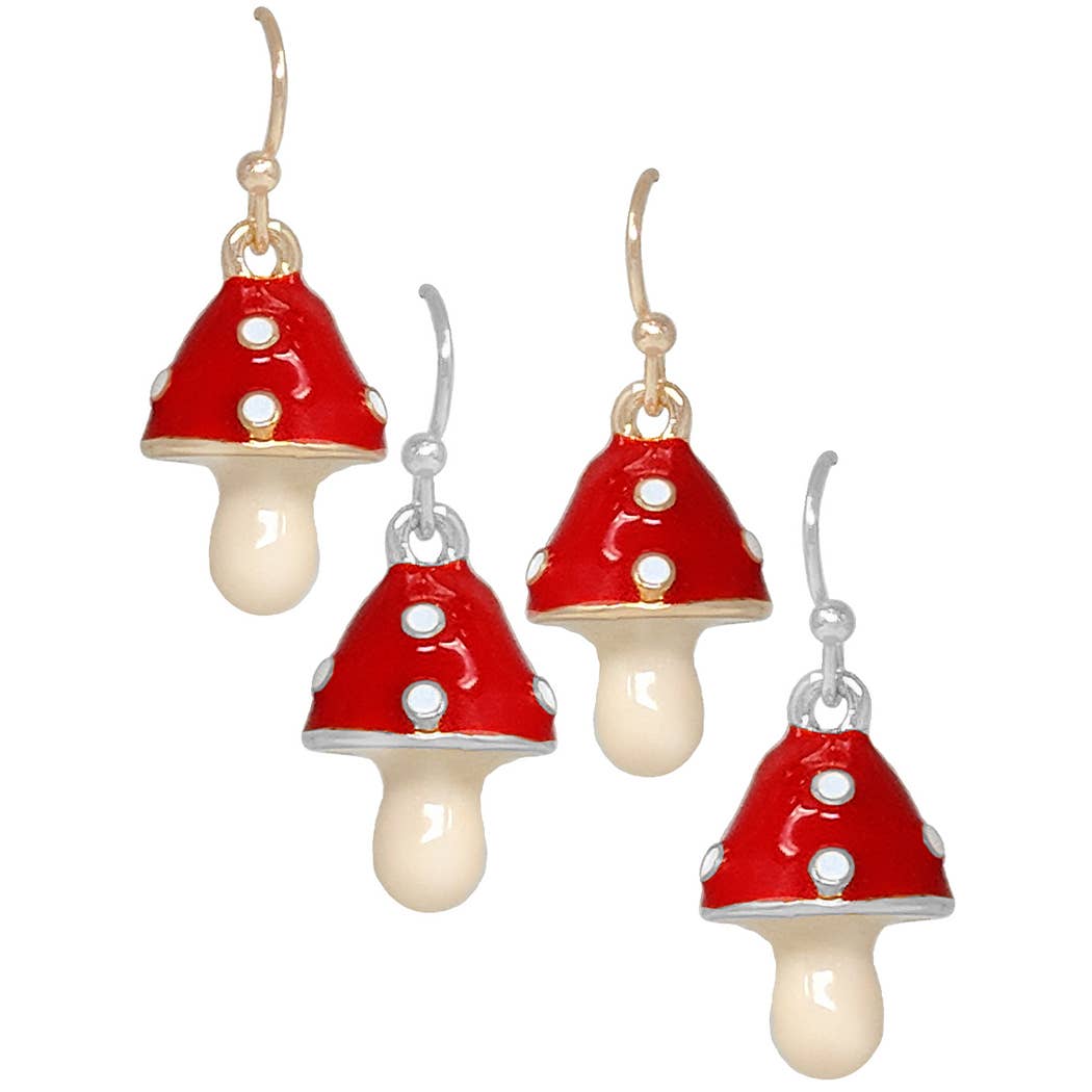 Three-Dimensional Mushroom Hook Earrings
