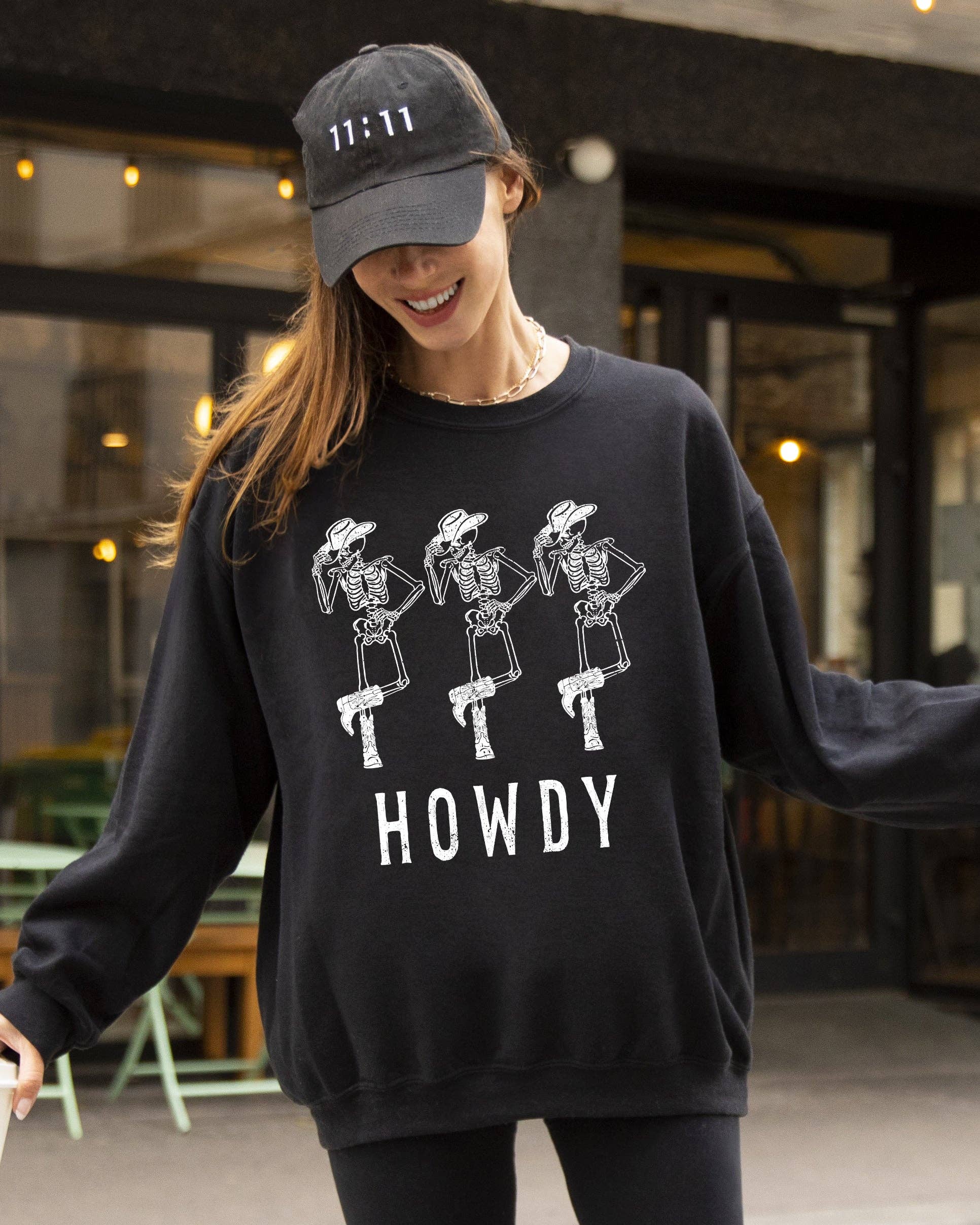 Howdy Skeleton, Cowboy, Ghost, Funny, Halloween Sweatshirt