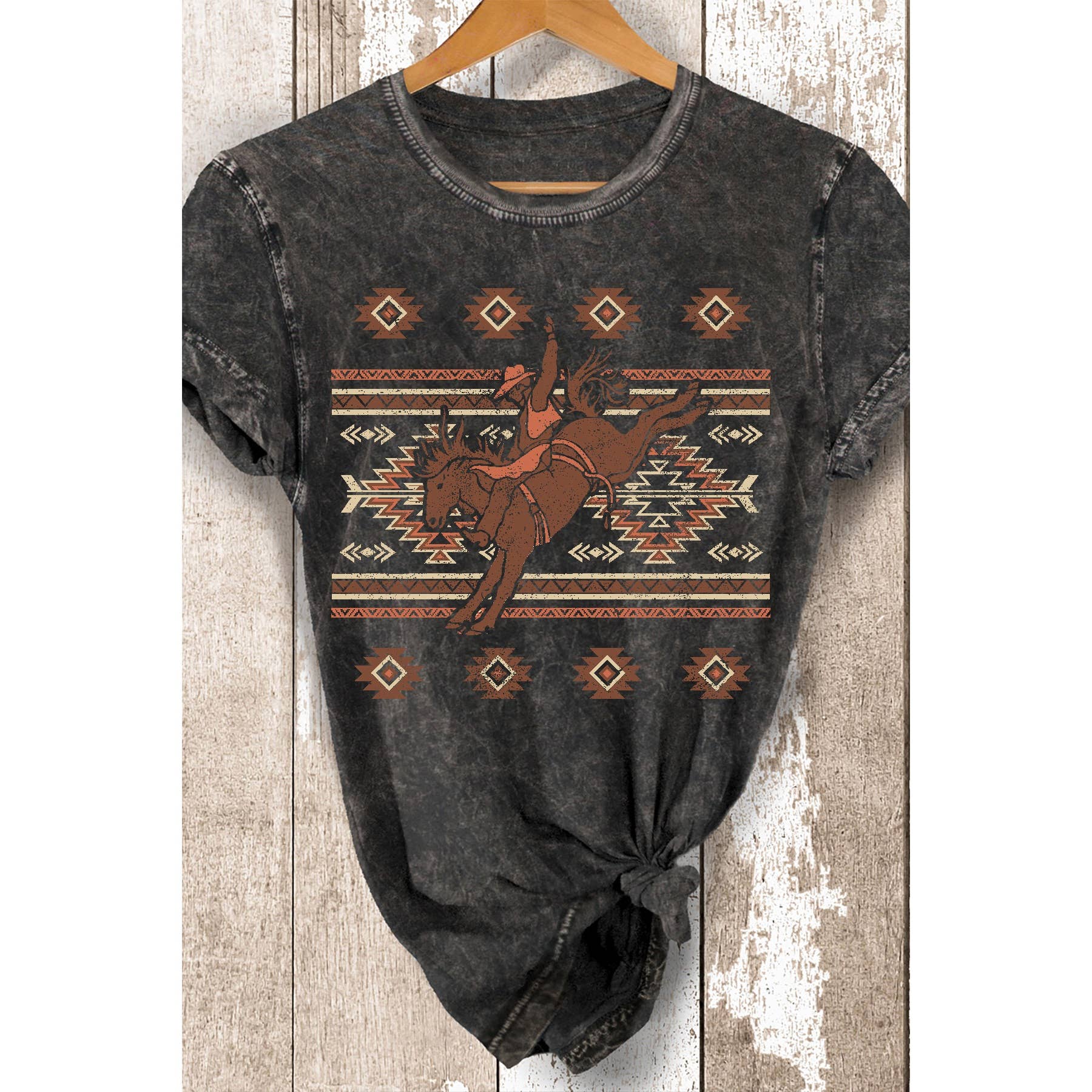 Cowgirl On Horse Mineral Wash T Shirt