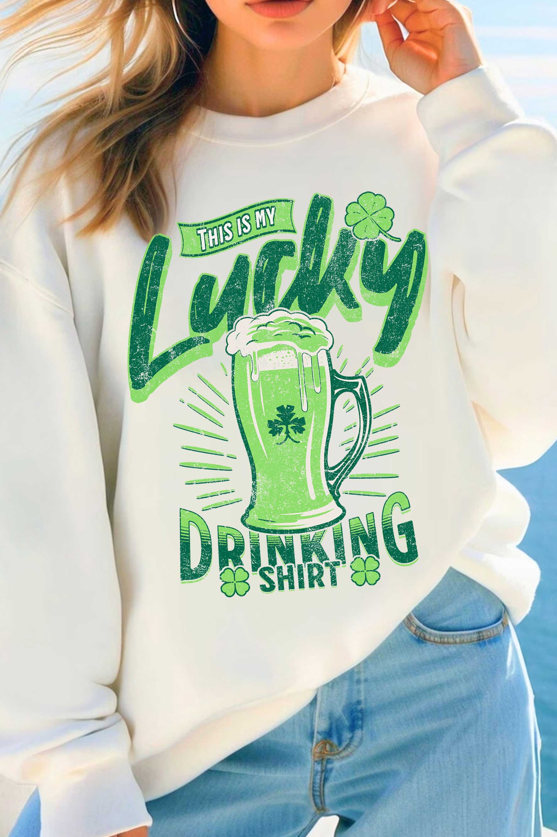 This Is My Lucky Drinking Shirt Graphic Brushed Sweatshirts
