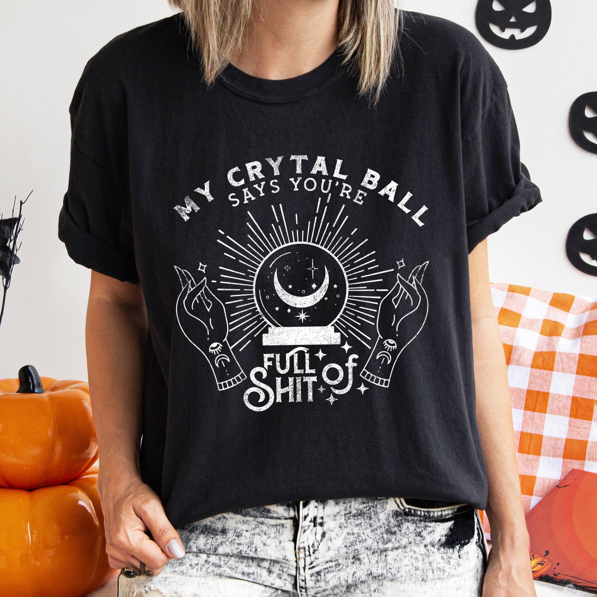 My Crystal Ball Says Retro Halloween T-Shirt White Print