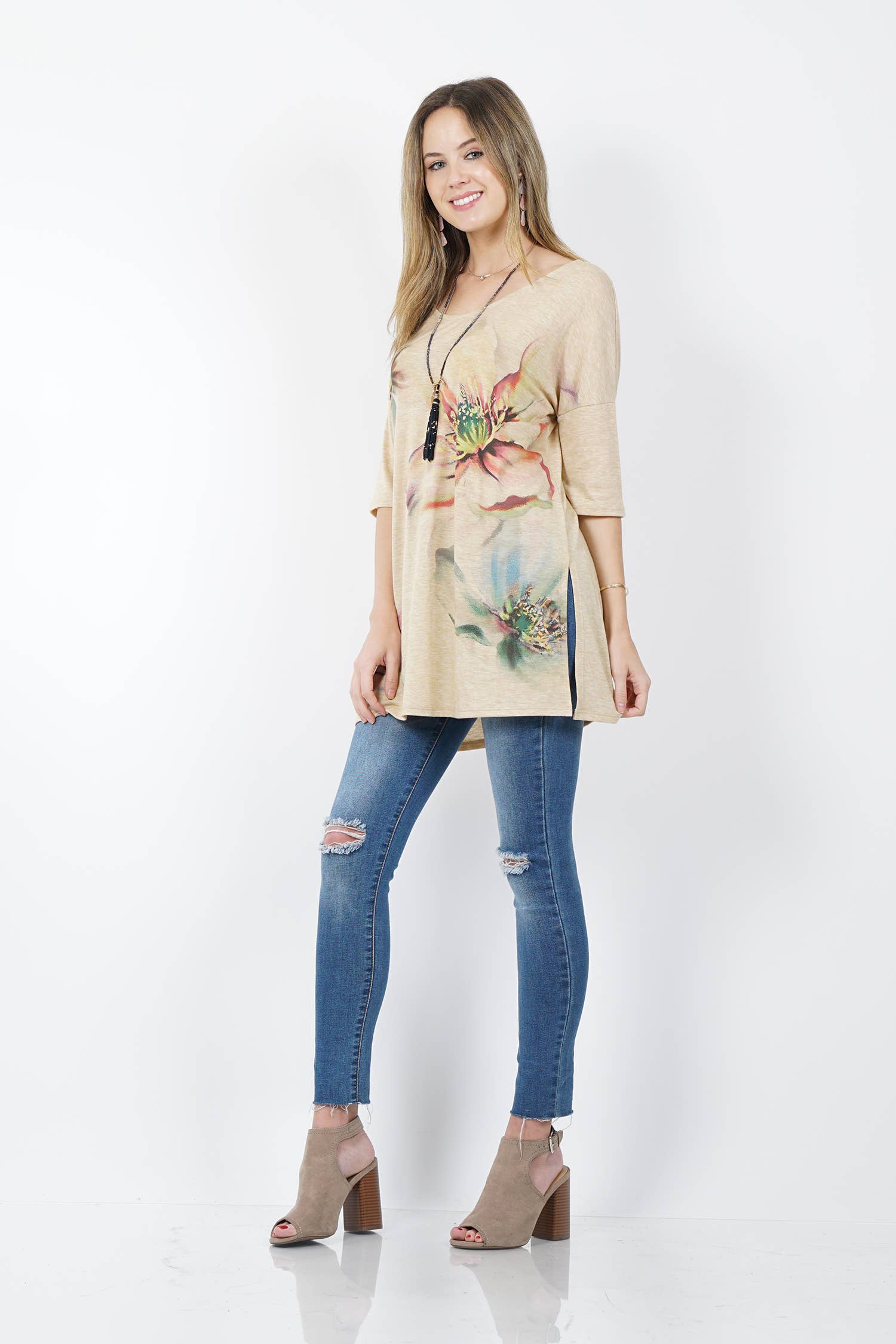 .....SC56489 D.Natural Sublimation Side-Slit Tunic