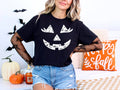 White Lace Pumpkin Face Seasonal Halloween Graphic Tee